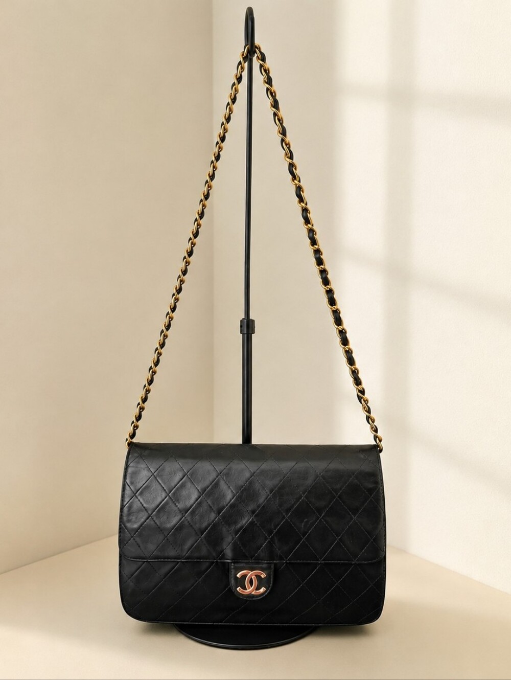Chanel Vintage Classic Black Quilted Chain Shoulder Bag